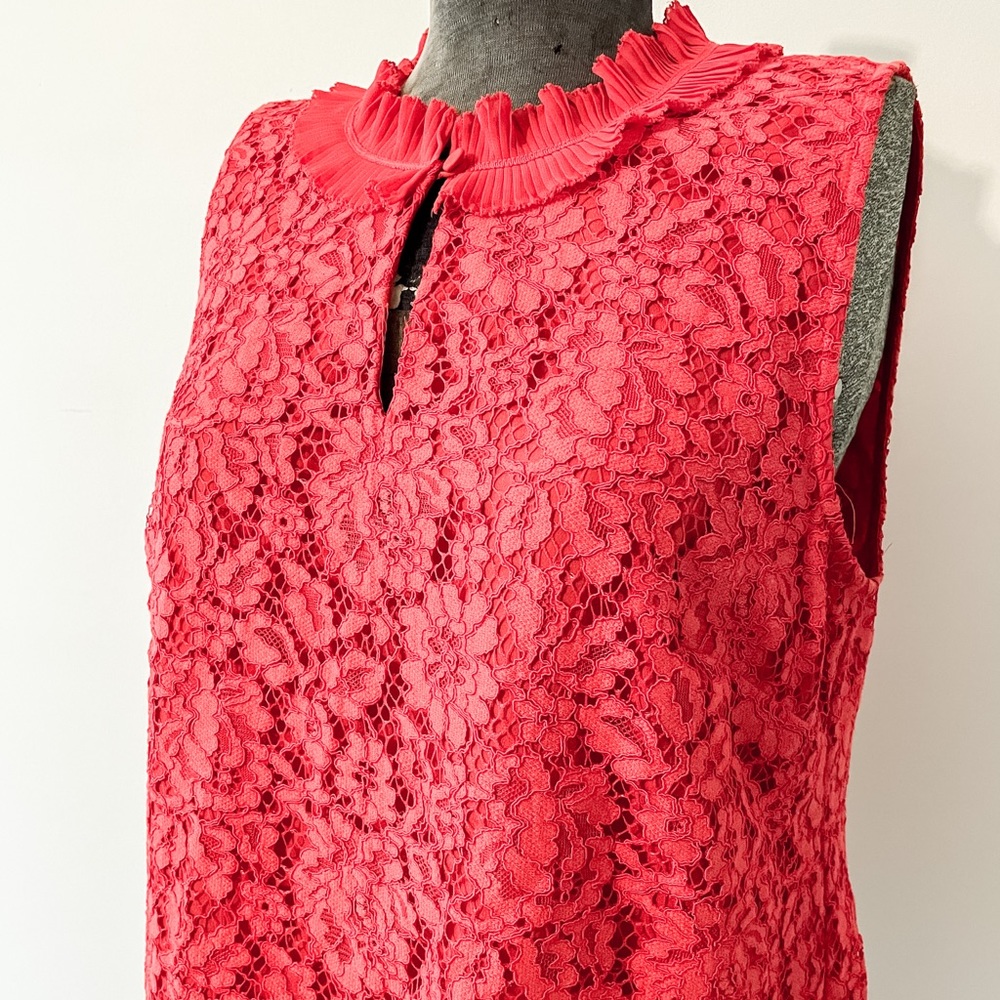 Red J Crew Ruffle Lace Blouse M